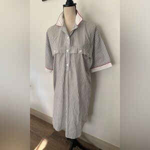 Claudel VTG striped shirt dress button feature midi cotton SZ M to L
